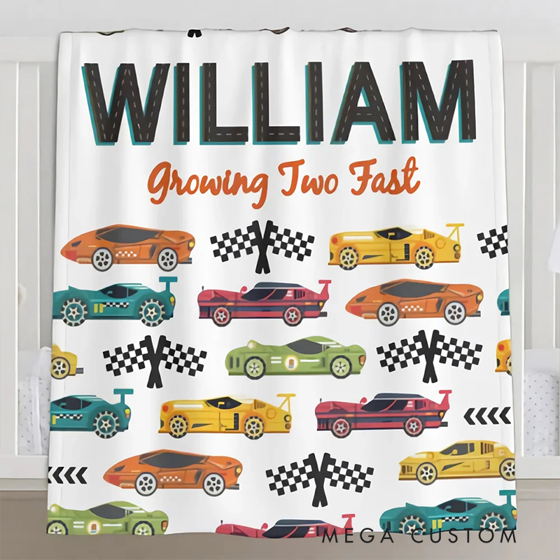 Personalized Checkered Flag Blanket Custom Name and Text Blanket Gift for Racer and Racing Lovers