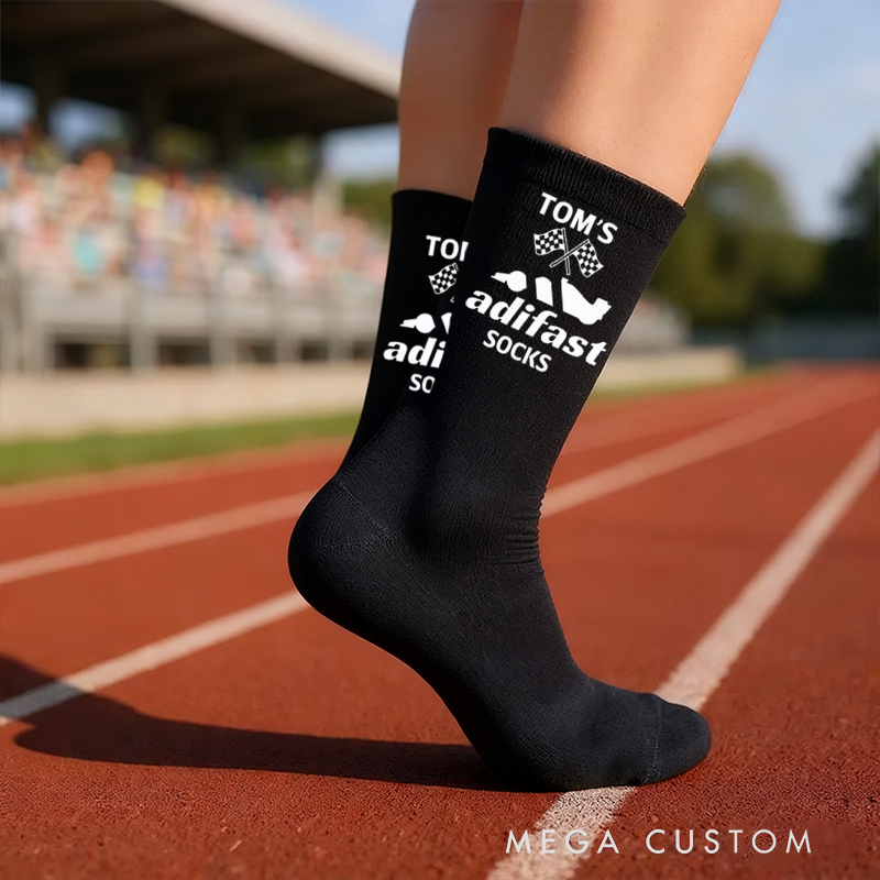 Personalized Adifast Socks with Custom Name Design Gift for Racers and Racing Lovers