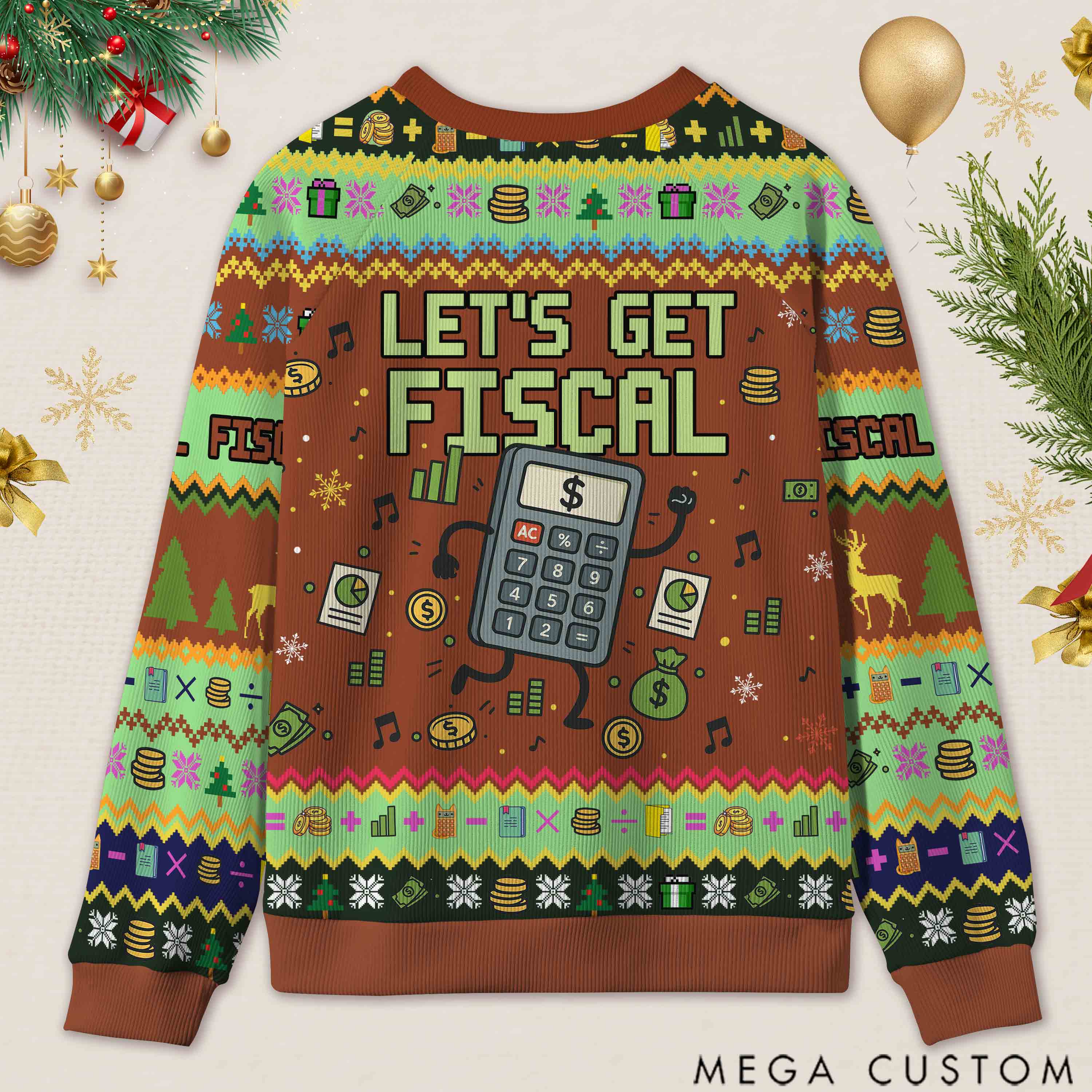 Personalized Accounting Hilarious Ugly Sweater Financial Christmas Gift for Accountants