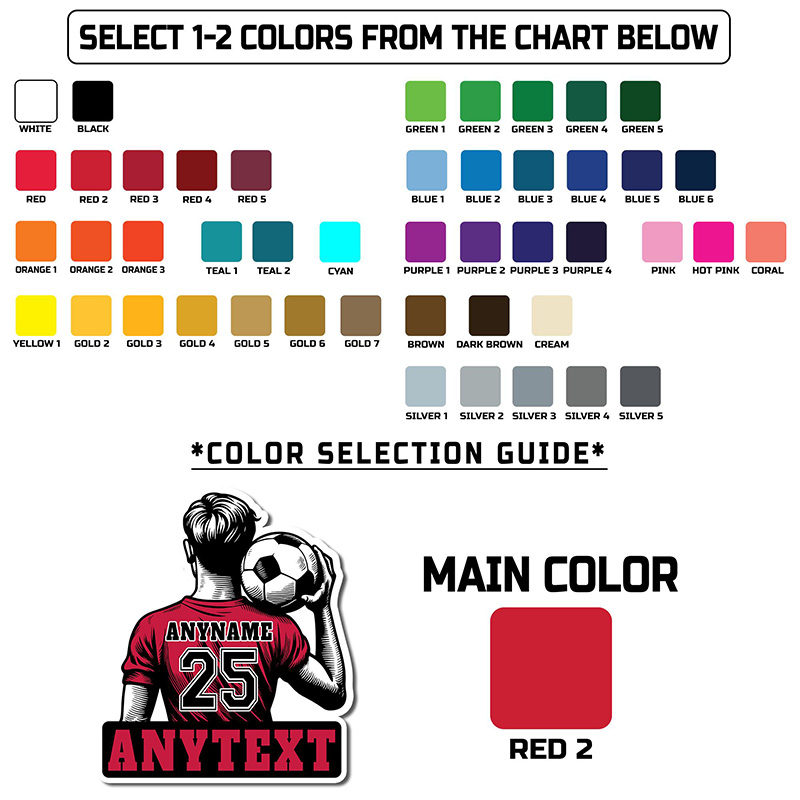 Personalized Soccer Player Sticker Custom Name and Number Design for Men