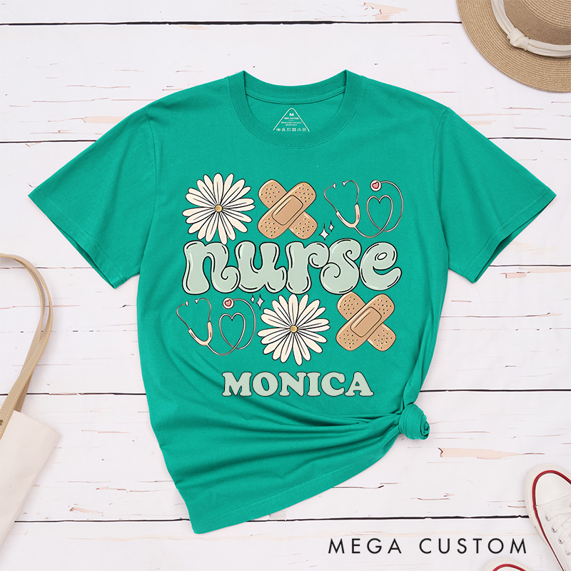 Personalized Nurse T-Shirts Compassion in Bloom Nurse Essentials Fashion Design T-Shirts