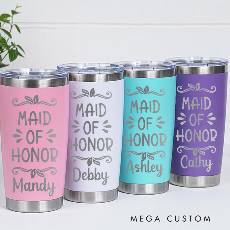 Personalized Maid of Honor Tumbler Bride 20oz Tumbler with Lid Bachelorette Party Gift