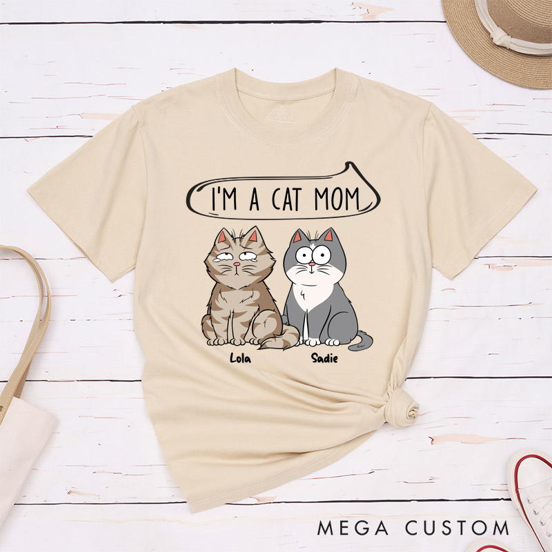 Personalized Cat Lover I'm A Cat Mom T-Shirt