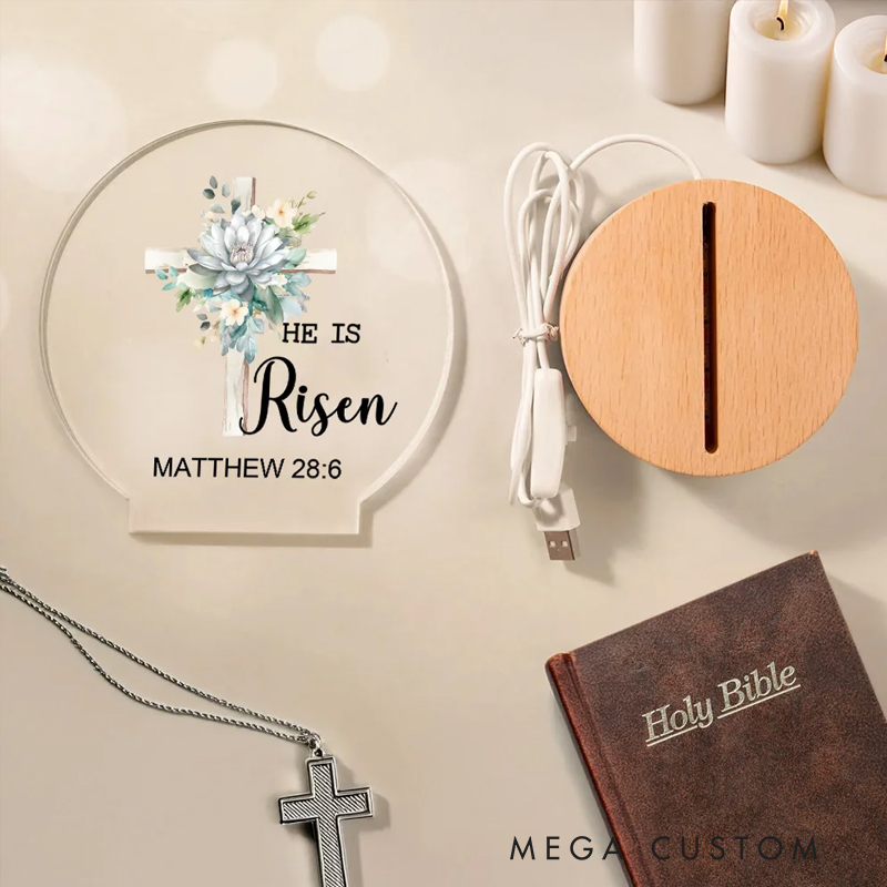 [Copy]Personalized Bunny Career God Says I Am Name LED Night Light with Wooden Base Nursery Decor Birthday Easter Gift for Christian