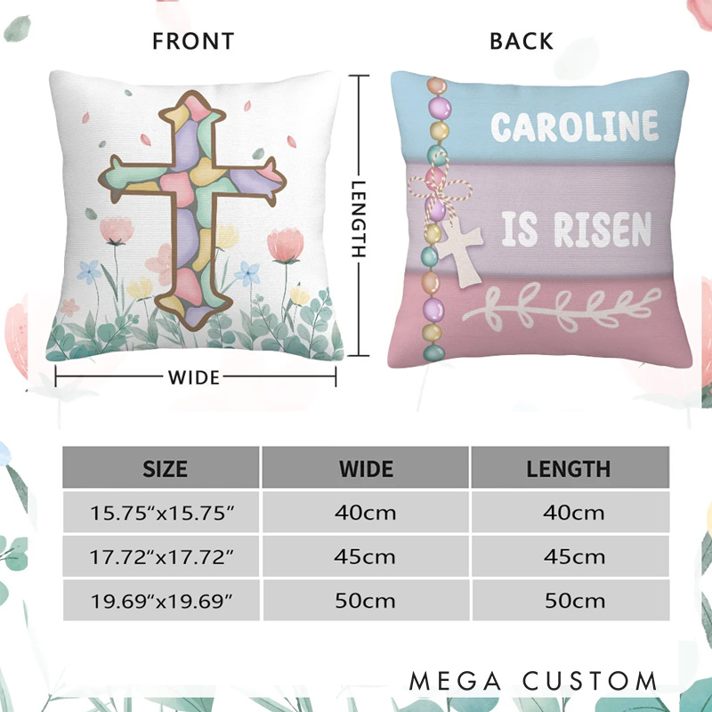 Personalized Easter Theme Cross Throw Pillow with Name Soft Home Decoration Religious Gift Easter Gift for Girls