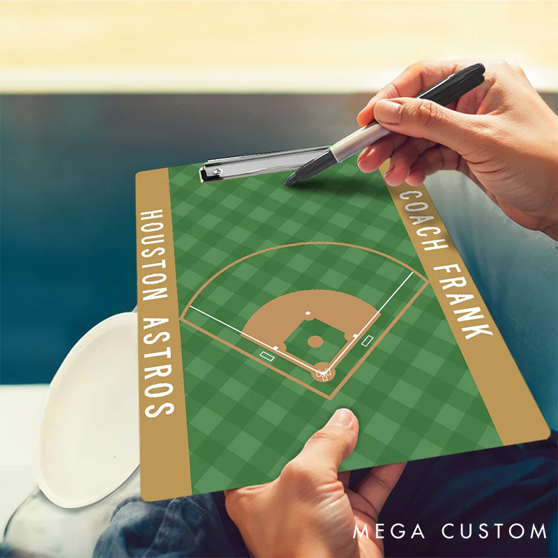 Personalized Baseball Clipboard with Custom Text and Bold Sports Design for Coach Gift
