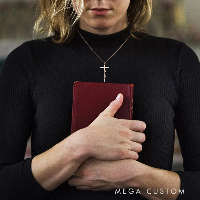 Personalized Cross Name Pendant Necklace Religious Jewelry Gift Christening Baptism Gift for Women Christian Gift