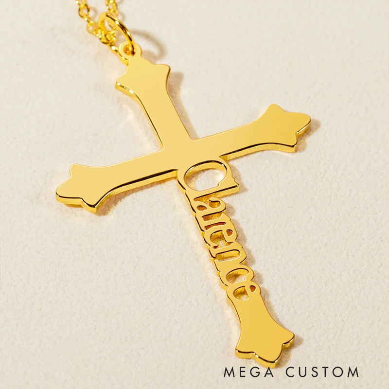 Personalized Cross Name Necklace Dainty Jewelry Baptism Prayer Day Gift for Women Christian
