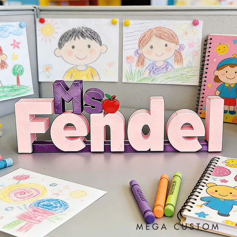 Personalized Desk Name Plate Sign Custom Name 3D Printed Gift for Teachers and Office Workers