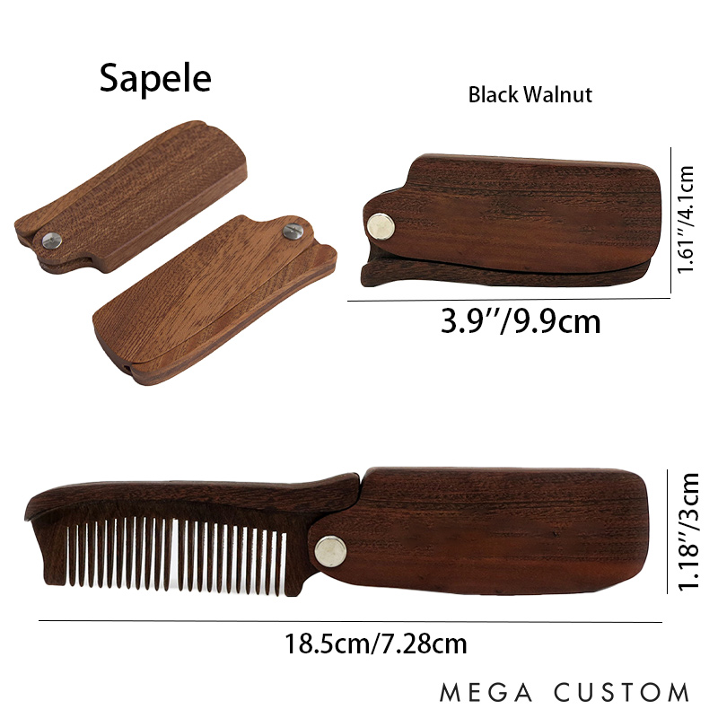 Personalized Groomsmen Portable Folding Comb Engraved Wooden Beard Comb Groomsmen Gifts for Him
