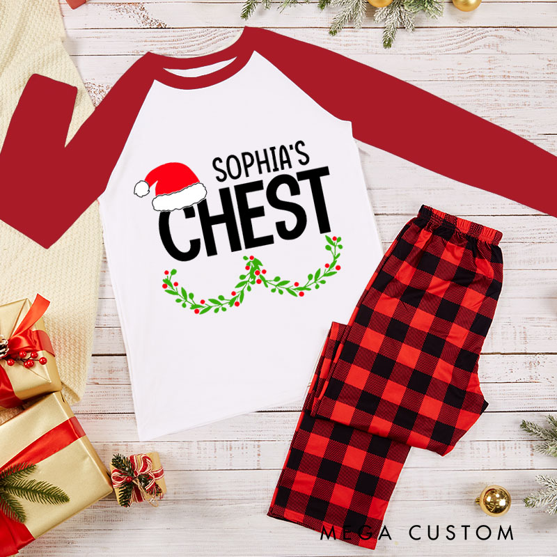 Personalized Couple Funny Nuts and Chest Xmas Matching Pajamas Christmas Matching Pjs for Husband Wife Boyfriend Girlfriend