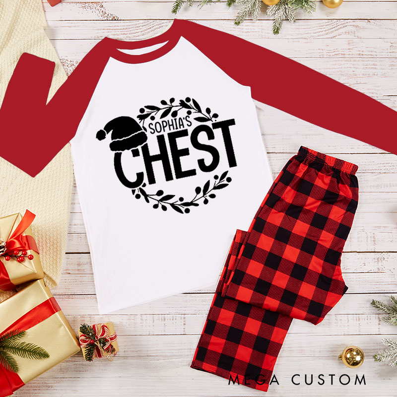 Personalized Couple humor Nuts and Chest Xmas Matching Pajamas Christmas Matching Pjs for Husband Wife Boyfriend Girlfriend