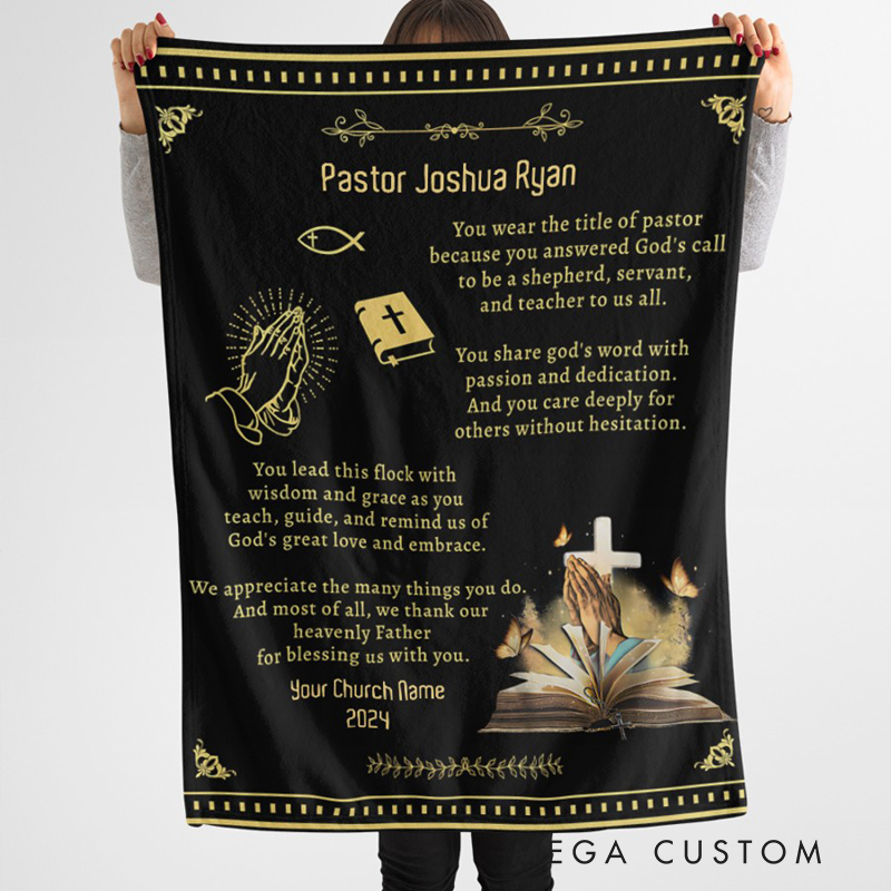Personalized Pastor we Appreciate you Soft Throw Blanket with Name and Year Home Decor Personalized Gift for Pastors on Pastor Appreciation Month