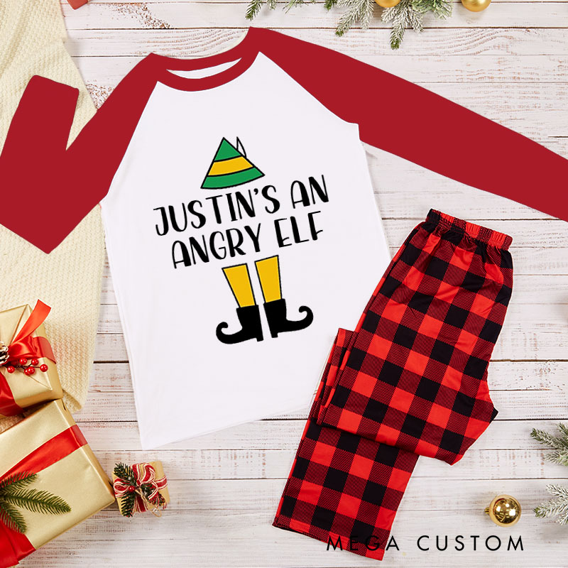 Personalized Couple She's an Angry Elf Xmas Matching Pajamas He's an Angry Elf Christmas Matching Pjs for Husband Wife Boyfriend Girlfriend