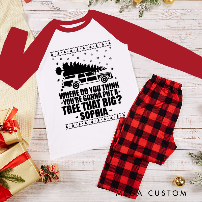 Personalized Bend Over I'll Show You Xmas Matching Pajamas Where Do You Think You’re Gonna Put a Tree That Big Couple Christmas Pjs for Husband Wife