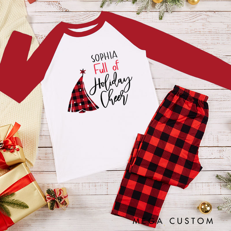 Personalized Couple Just Full of Beer and Full of Holiday Cheer Xmas Pajamas Christmas Matching Pjs for Husband Wife Boyfriend Girlfriend