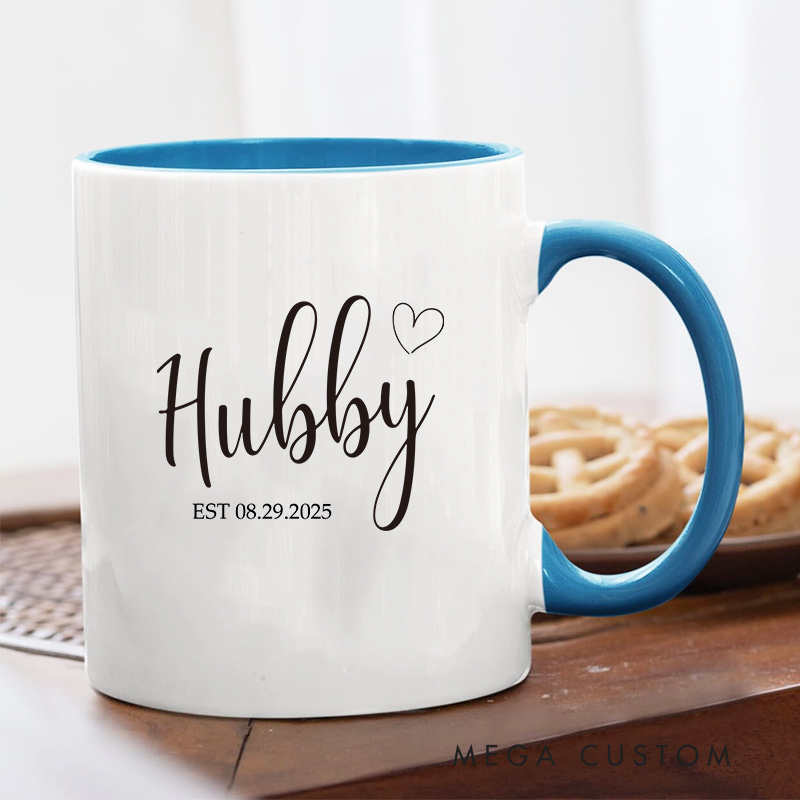 Personalized Hubby & Wifey Mug Couple Anniversary Mug for Her Him Ceramic Cup for Couple Newlyweds