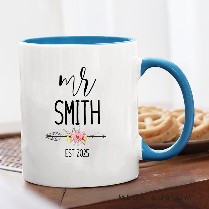 Personalized Mr and Mrs Mug Couple Anniversary Mug Wedding Coffee Cup for Her Him Ceramic Cup for Couple Newlyweds