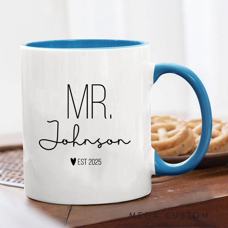 Personalized Mr and Mrs Mug Couple Anniversary Mug Wedding Coffee Cup for Her Him Ceramic Cup for Couple Newlyweds