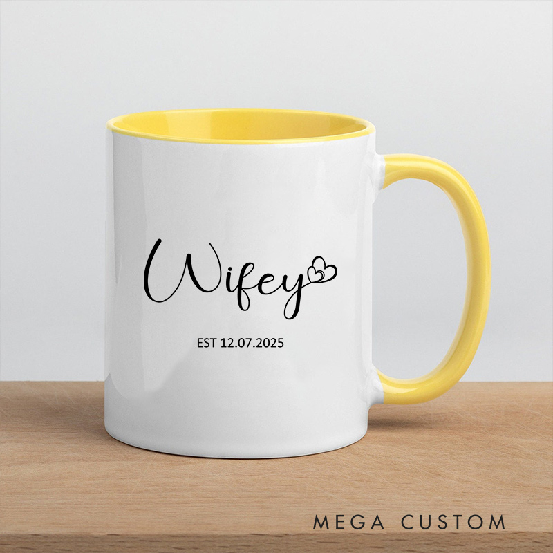 Personalized Hubby & Wifey Wedding Mug Couple Ceramic Mug for Husband Wife Newlywed Present Mug Anniversary Gift