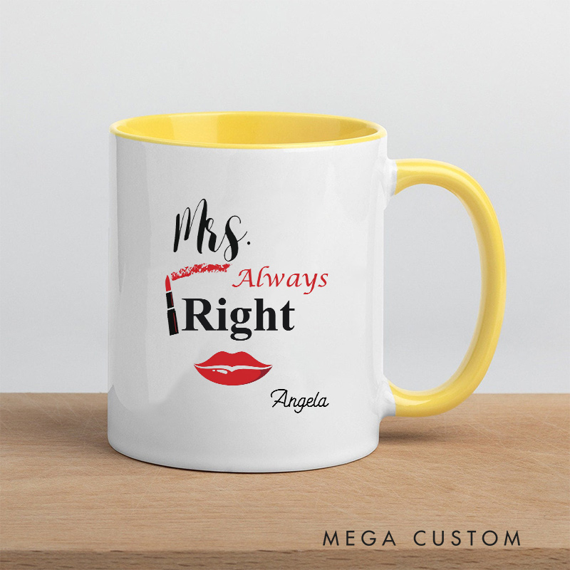 Personalized Mr. Right & Mrs. Always Right Mug Couple Ceramic Mug for Husband Wife Anniversary Gift Mug for Newlywed