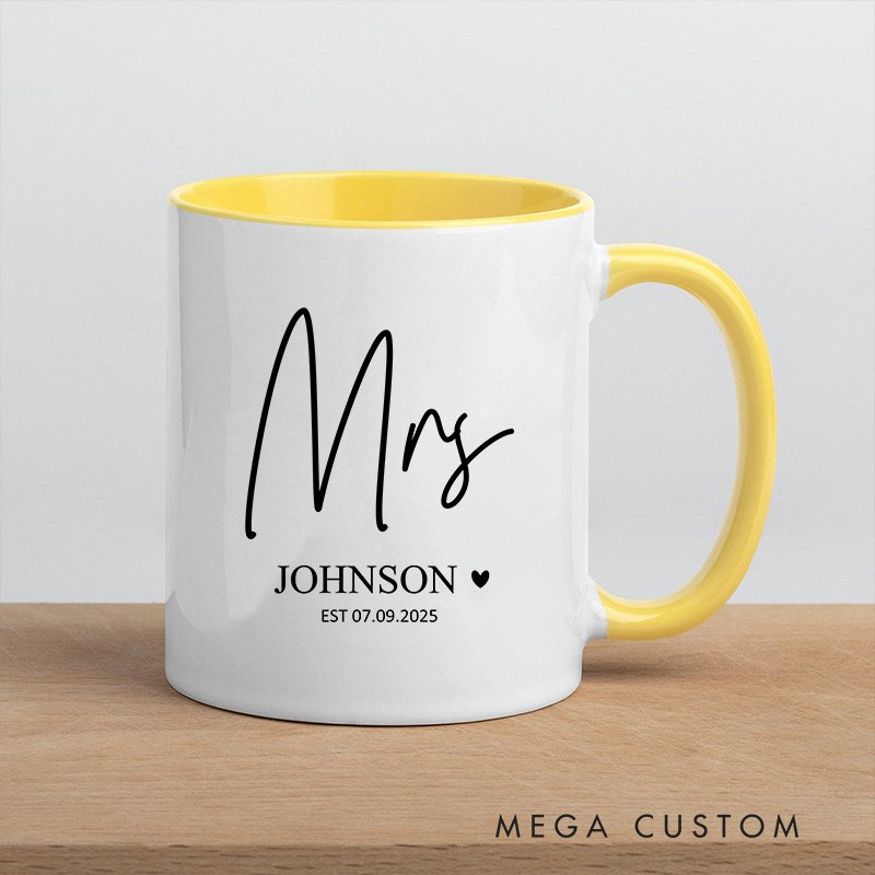 Personalized Minimalist Mr. & Mrs. Wedding Mug Couple Ceramic Mug for Husband Wife Anniversary Gift Mug for Newlywed