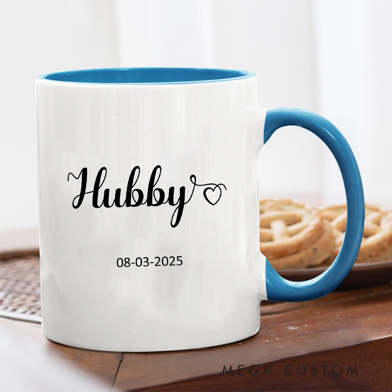 Personalized Hubby & Wifey Wedding Mug Ceramic Coffee Mug for Husband Wife Couple Anniversary Cup for Newlywed