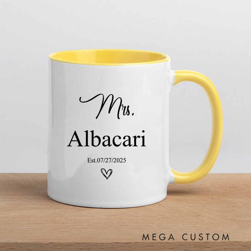 Personalized Mr. & Mrs. Wedding Date Mug Ceramic Coffee Mug for Newlywed Husband Wife Coffee Mug Couple Anniversary Cup