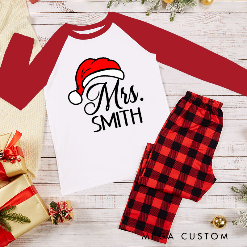 Personalized Couple Mr. and Mrs. Xmas Matching Pajamas with Name Christmas Matching Pjs for Husband Wife Boyfriend Girlfriend