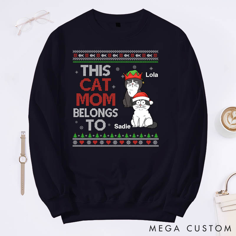 Personalized Cat Lover This Cat Mum Belongs to Sweatshirts