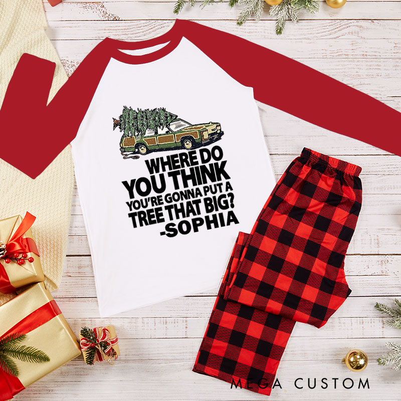 Personalized Funny Couple Bend Over and I’ll Show You Xmas Pajamas Where Do You Think You’re Gonna Put a Tree That Big Matching Pjs for Husband Wife