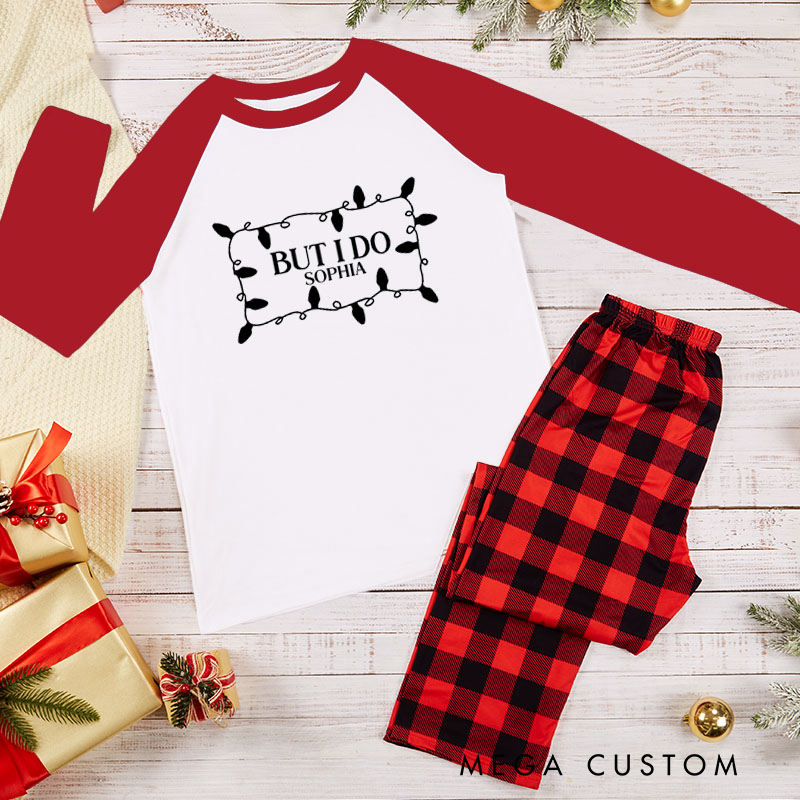 Personalized Couple I Don't Do Matching Christmas Outfits But I Do Pajamas String Light Christmas Matching Pjs for Husband Wife Boyfriend Girlfriend