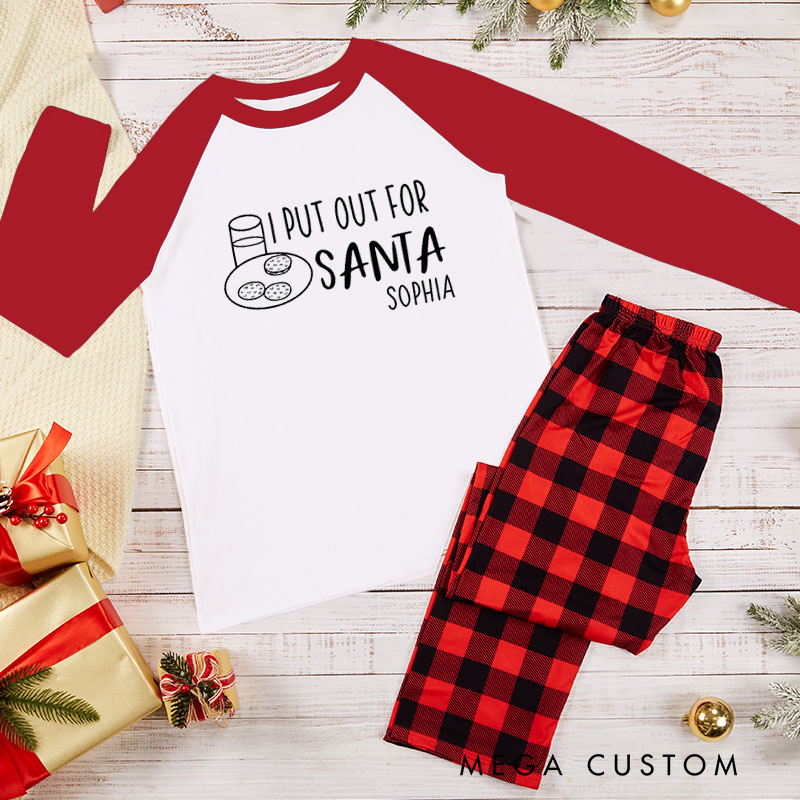 Personalized Couple Santa and I Put Out for Santa with Milk and Cookies Xmas Pajamas Christmas Matching Pjs for Husband Wife Boyfriend Girlfriend