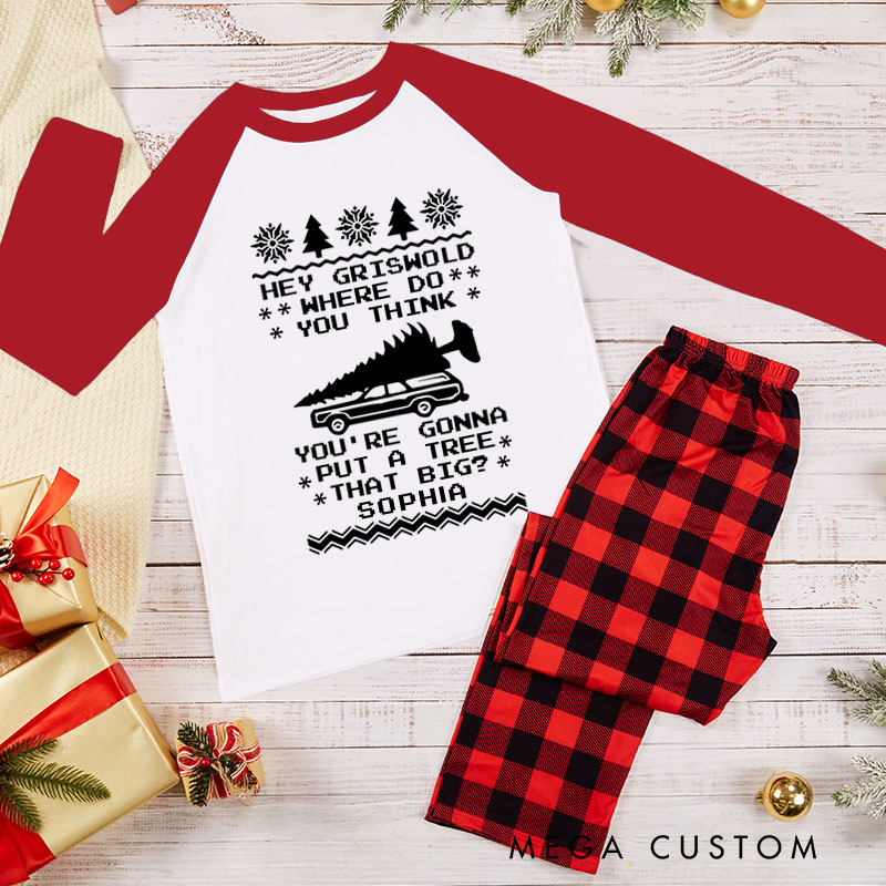 Personalized Couple Bend Over and I’ll Show Ya Xmas Pajamas Christmas with Name Christmas Matching Pjs for Husband Wife Boyfriend Girlfriend