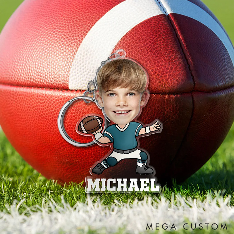 Personalized American Football and Rugby Ornament with Custom Photo and Name Design  