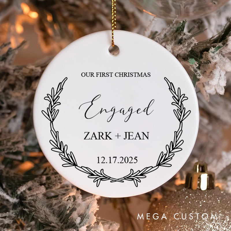 Personalized Our First Christmas Engaged Ornament Couple Engagement Christmas Ornament for Him Her Xmas Decor Ornament