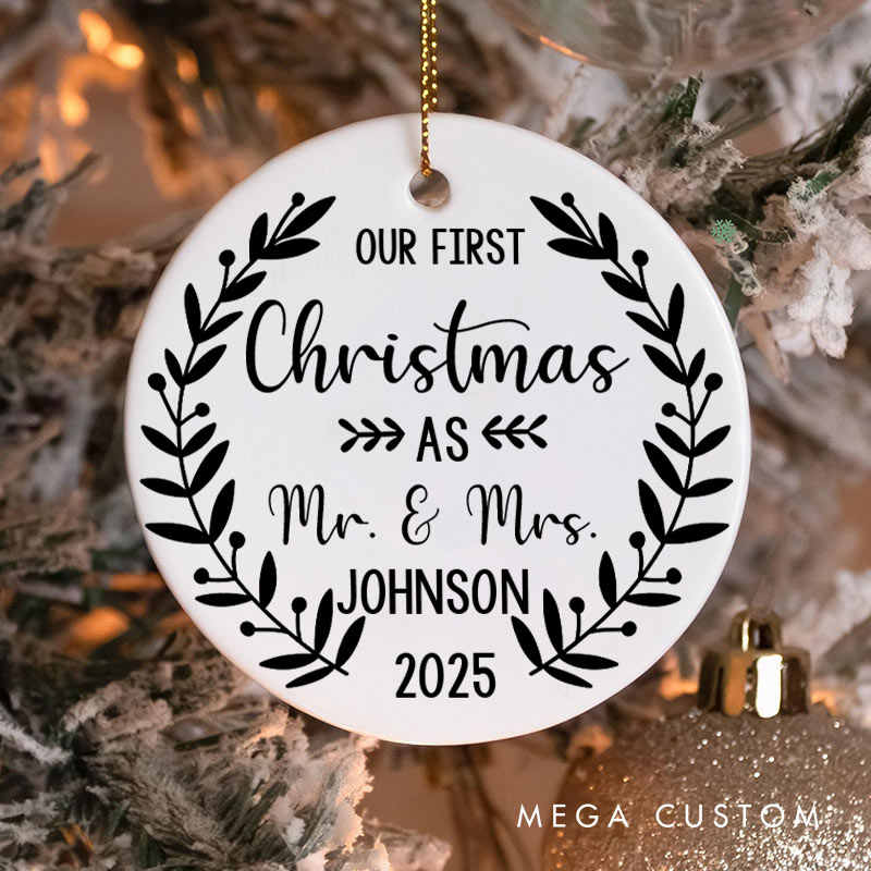 Personalized Our First Christmas as Mr and Mrs Ornament Couple Christmas Ornament for Him Her Husband Wife Xmas Decor Ornament