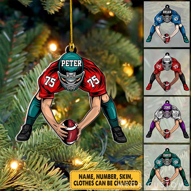 Personalized American Football Design Ornament with Custom Player Name and Number