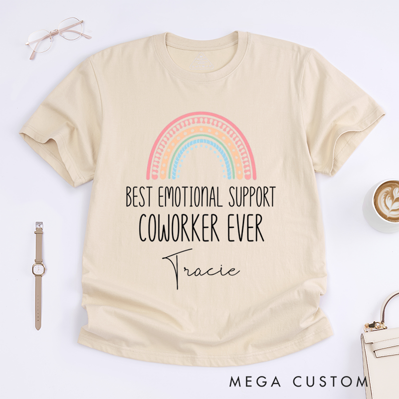 Personalized "Best Emotional Support Coworker Ever" T-Shirt – Custom Rainbow Design Gift