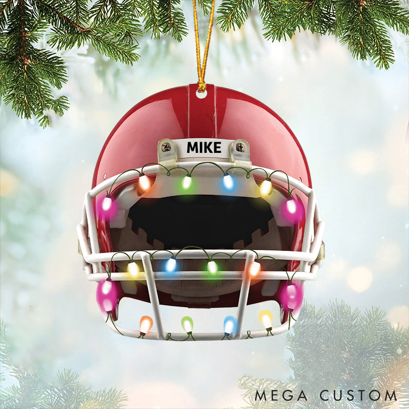 Personalized American Football Helmet Design Ornament with Custom Player Name for Christmas Gift