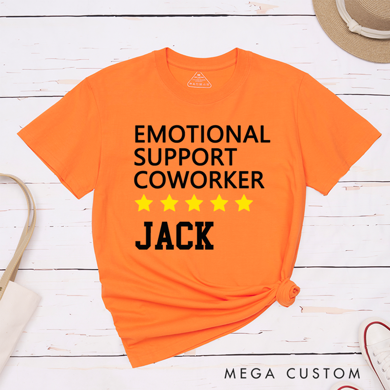 Personalized "Emotional Support Coworker" T-Shirt – Custom 5-Star Design Gift