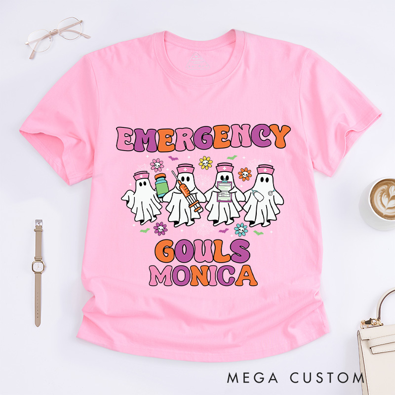 Personalized Nurse T-Shirts Emergency Ghouls Fashion Design T-Shirts Nurse Halloween Gifts