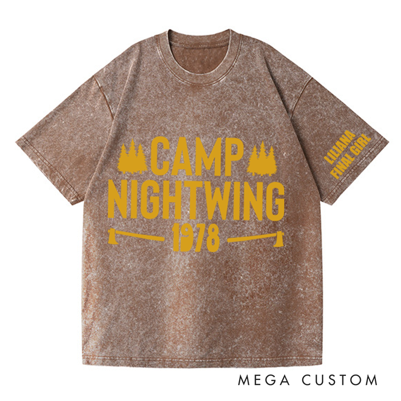 Personalized Camp Nightwing Washed T-Shirts Horror Movie Tshirt 80s Halloween Movie Shirt