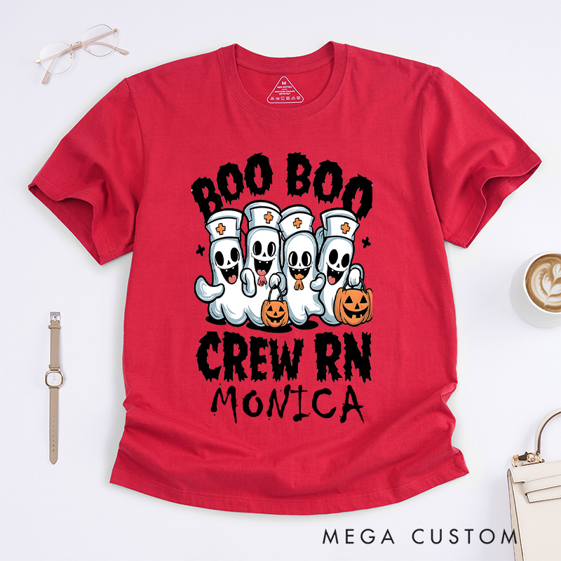 Personalized Nurse T-Shirts Boo Boo Crew RN Fashion Design T-Shirts Nurse Halloween Gifts