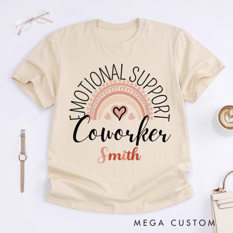 Personalized "Emotional Support Coworker" T-Shirt – Custom Rainbow Design T-Shirt