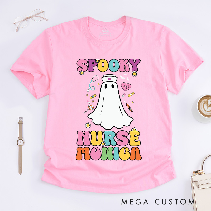 Personalized Nurse T-Shirts Spooky Nurse Fashion Design T-Shirts Nurse Halloween Gifts