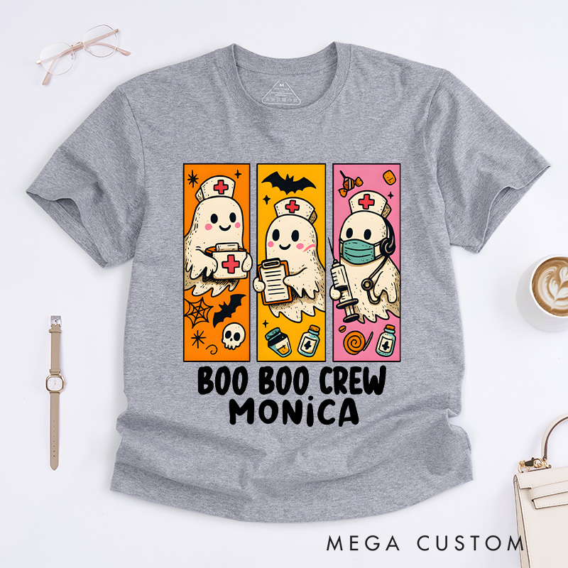 Personalized Nurse T-Shirts Boo Boo Crew Design Fashion Design T-Shirts Nurse Halloween Gifts