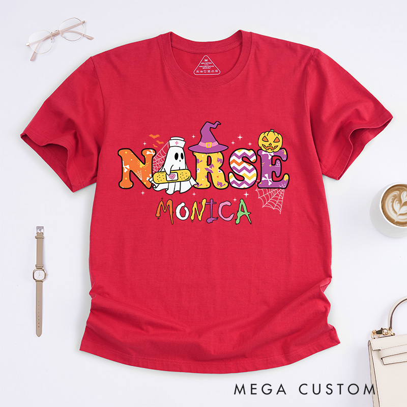 Personalized Nurse T-Shirts Spooky Nurse Fashion Design T-Shirts Nurse Halloween Gifts