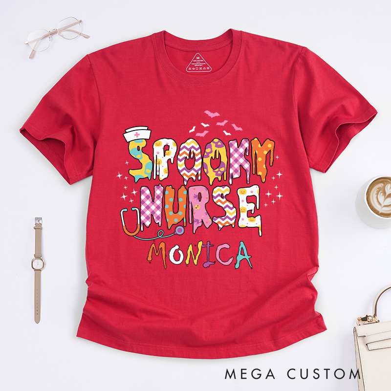 Personalized Nurse T-Shirts Spooky Nurse Fashion Design T-Shirts Nurse Halloween Gifts