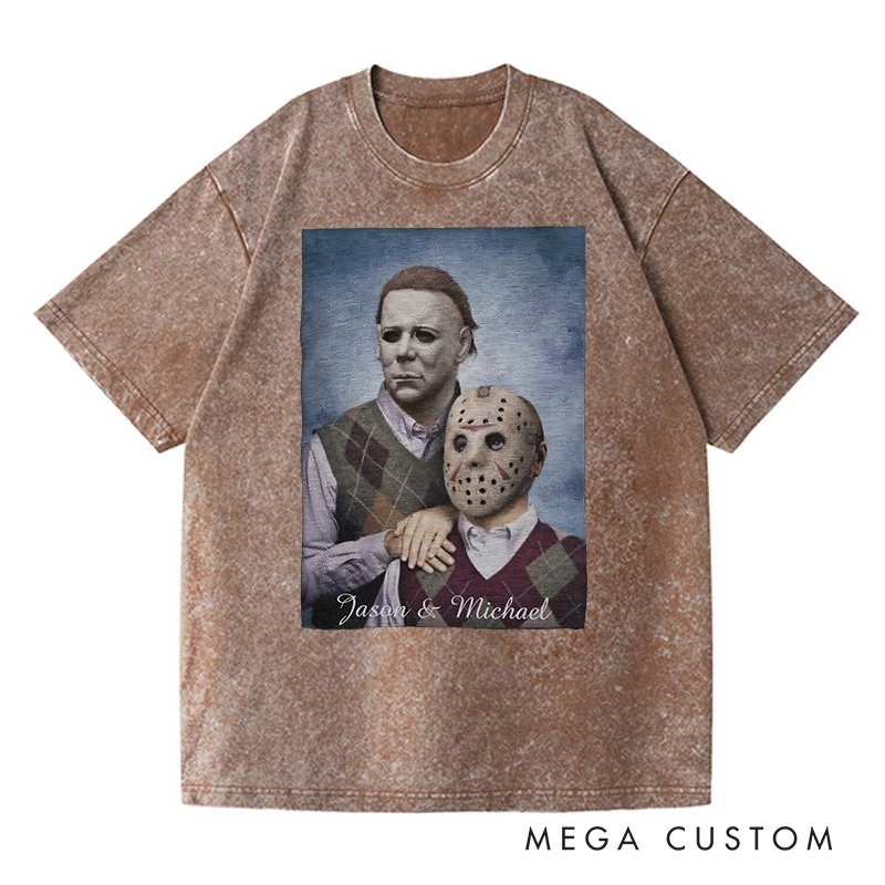 Personalized Retro the Step Brothers Movie Washed T-Shirts Horror Spooky Movies Tshirt Film Fan Shirt Halloween